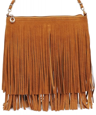 Western Fringe Cross Body Bag E031 MUSTARD